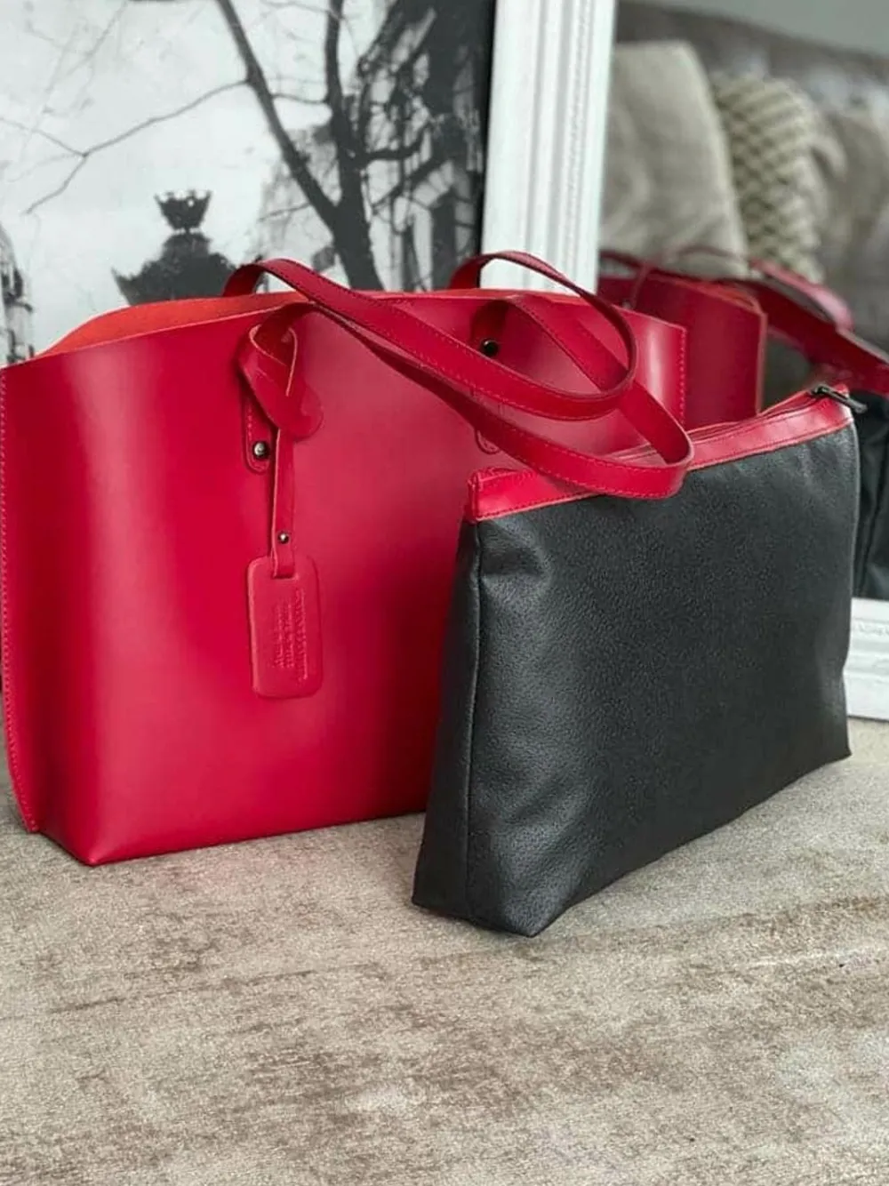 Clearance Sac Rouge Erika Femmes Sac Format A4 Et +