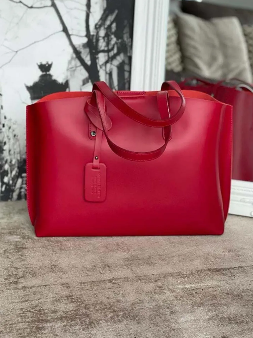 Clearance Sac Rouge Erika Femmes Sac Format A4 Et +